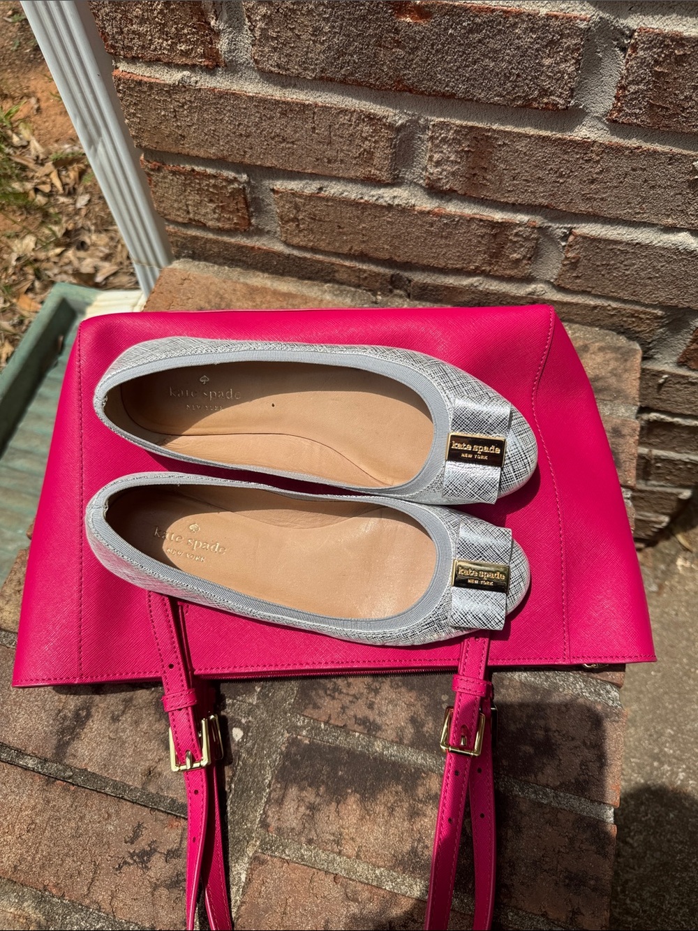 kate spade Silver-Gray Bow Ballet Flats